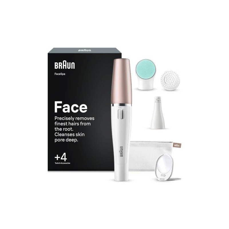 Braun FaceSpa, Facial Epilator Cleansing & Skin Vitalizing System, +