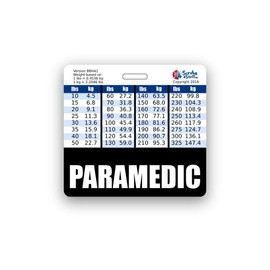 Paramedic Badge Buddy Horizontal w/Height & Weight Conversion Charts (Standard, Black)