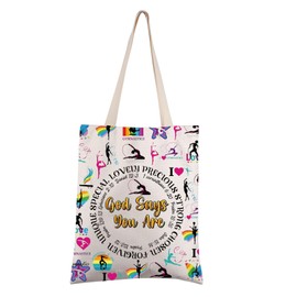 FEELMEM Gymnast Gift Christian God Says You Are Tote Bag for Gymnastics Bible Verse Gift Gymnastics Team Gift