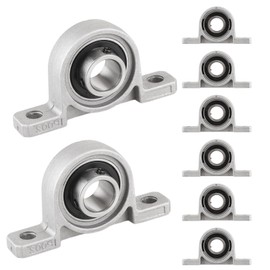 MIVIDE KP004 Pillow Block Bearing Housing Bearing 20 mm, Flange Bore, Ball Bearing Block, Silver Zinc Alloy Shaft Bearing, Bearing Block 20 mm for Printing Machines, 3D Printers, Pack of 8