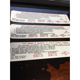 CORVETTE EMISSION LABELS  255 300 290 370 HP