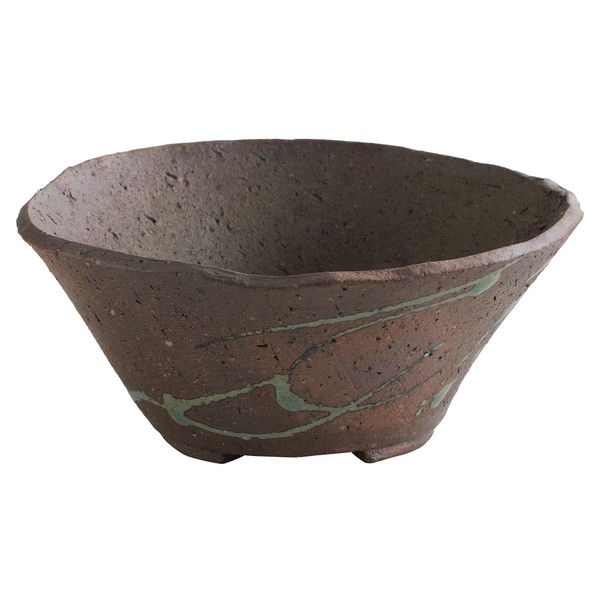 Wazakura Tokoname Series Handmade Ceramic Rustic Tatara Style Bonsai Pot with Drainage Hole 6.3 in (160mm) Made in Japan, Garden Planter, Flower Vase, Houseplant Centerpiece