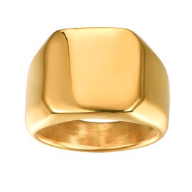 TUNGSTORY Golden Stainless Steel Rings Stainless Steel Men's Ring Square Band Men's Ring Golden Rings for Men Size 54 to 67, Tungsten Carbide