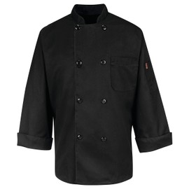 Chef Designs mens Eight Pearl Button chef Coat Button Down Shirt, Black, 3X-Large US