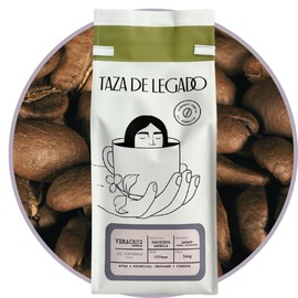 Café Premium de Especialidad en Grano - Veracruz - Mezcla Garnica Sarchimor - Tueste: Medio - Ideal para Cafetera Espresso y Prensa Francesa - Taza de Legado: Cafeteros 3ra Generacion - Bolsa de 340g