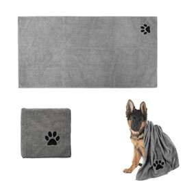 Dog Towel - Extra Absorbent & Quick-Drying Microfibre Towels for Dogs Cats, Soft, Robust and Machine Washable, Dog Drying Towel Ideal for Travel, Bathing & Outdoor 100 x 50 cm (Grey)
