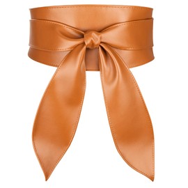 maikun Wide Waist Leather Tie Belt,Corset Women Belt for Ladie's Dresses Color Brown Size L