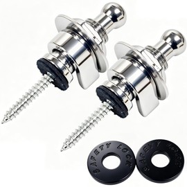 Miwayer Guitar Strap Lock with Silicone Washers, Quick Release Strap Locks for Bass Acoustic/Electric Guitars Locking Guitar Strap Buttons Strap Retainer System Straplocks (Silver 2pcs)