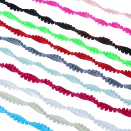 Yalulu 10 Yards Mini Pom Pom Tassel Pompom Trim Balls Fringe Ribbon Trimming Apparel Fabric Cord DIY Craft Sewing Supplies (Beige)