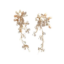 J's select Luxury European Style Women's Long Earrings Earrings for Bridal Wedding Party, Pearl