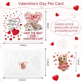 36 Sets Valentines Day Puppy Kitten Cards and Stickers Assortment Valentines Cards with Envelopes Valentine's day party greeting card Kids Adults Teacher School Classroom Greeting Gifts