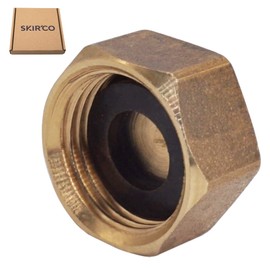 SKIR'CO Pack of 8 Brass 3/8 Inch Pipe Cap with Rubber Washer, Hose Caps Hexagon, Pipe Caps, BSP Female Thread, Sealing Cap