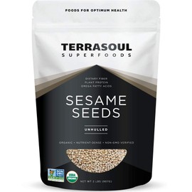 Terrasoul Superfoods Organic Unhulled Sesame Seeds, 2 Lbs, Nutty Crunch for Asian Dishes, Baking, and Homemade Tahini