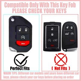 Yekoubo Key Fob Cover with Cherry Keychain, Soft TPU Smart Key Case for Daily Carry, Compatible with Jeep Wrangler JL JLU Rubicon Gladiator JT Sahara JLU (4-Button, Red)