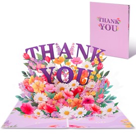 Mexgcom Pop-Up Karte 3D Stereoskopische Grußkarten für Ehefrauen, Freundinnen, Partner und Mehr, Handgefertigte Jubiläumskarten Grußkarten mit Umschlägen und Kleinen Blankokarten (Dankeschön)