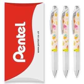 Pentel Energel BLN75 Retractable Gel Ink Rollerball Pen - 0.5mm - 54% Recycled - Black Ink - In Pillow Packaging (3 Pack, Taiyaki)