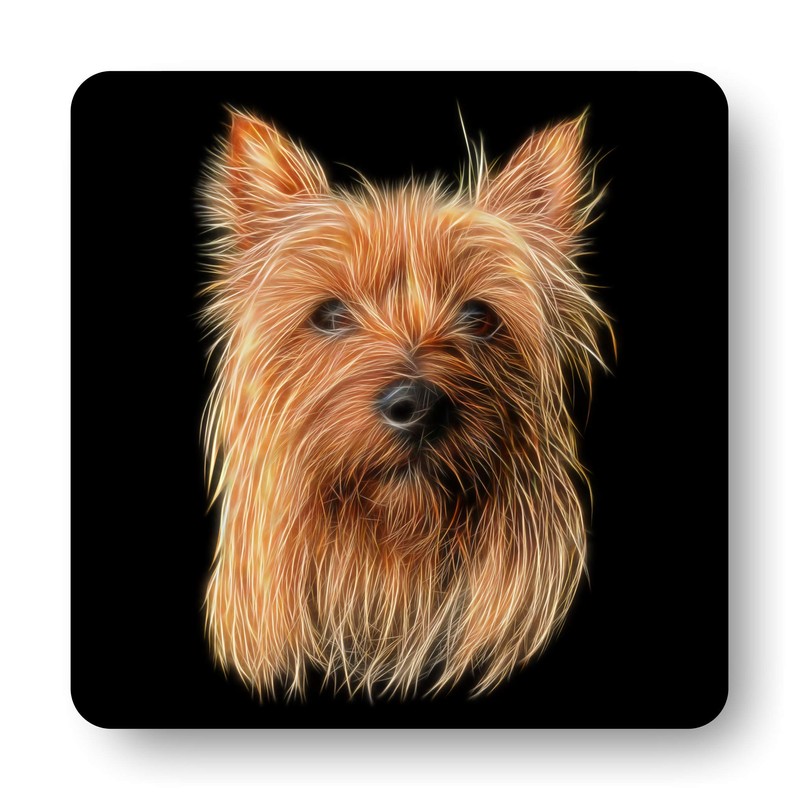 Fractal Artworks Silky Terrier Coaster Set with Fractal Art Design.