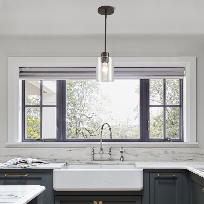 KLSS Oil Rubbed Bronze Pendant Lights Kitchen Island - Clear