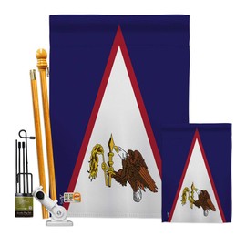 Americana Home & Garden FK140201-BO Samoa-American World Nationality Decorative Vertical Kit, House & Garden Flags Set w/Flagpole, Multi-Color