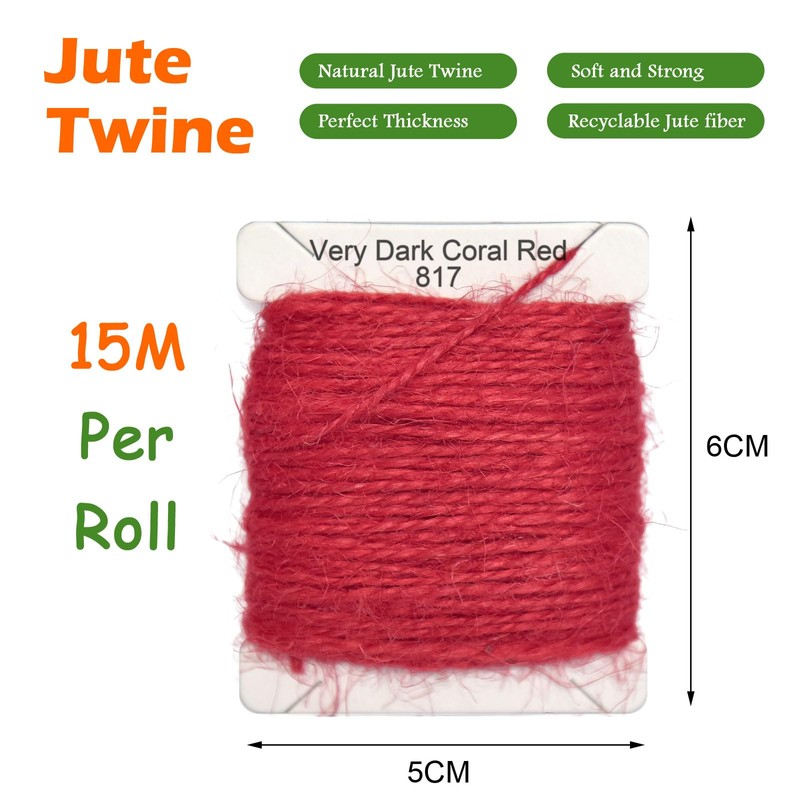 Jute Twine 15m Long Twine String for Crafts Gift Wrapping