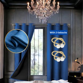 Vorgato Luxury - Blackout Curtains - 100% Black Out Curtains - 330 GSM Thick with Double Layer Black Lining Backing -Thermal and Noise Reducing Curtains - 2 Panels (Navy Blue, 52in x 96in)