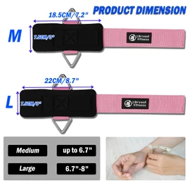 J Bryant Neoprene Padded Wrist Straps with Adjustable Triangular Hook&Loop and Secure Cuff Design for Cable Machines Workouts Strength Training