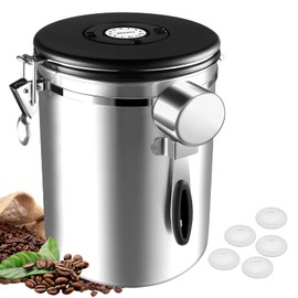 Coffee Canisters Airtight 1 kg Beans, 2800 ml Coffee Beans Container Coffee Container Storage Jars Made of Stainless Steel with Date Tracker, 30 ml Measuring Scoop and CO₂ Valve for Coffee Bean