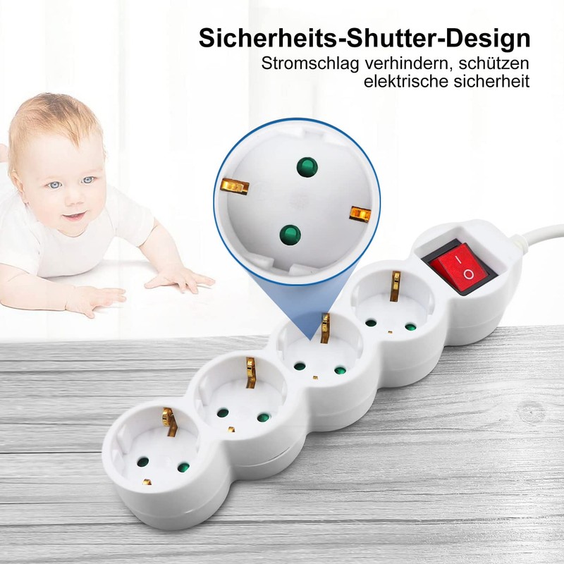 ExtraStar Power Strip 4-Way Multiple Socket with Save Energy Switch
