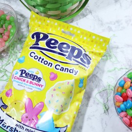 Easter Cotton Candy Assortment, Marshmallow Chicks and Fluffy Sugar Floss with Mini Marshmallows, Great Basket Stuffer Candies, 5 Total Items