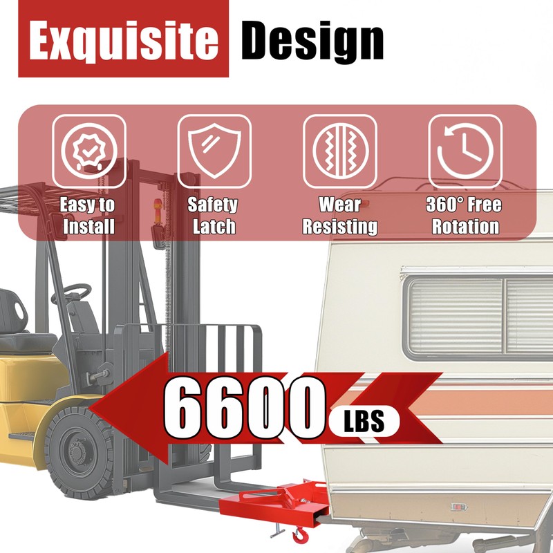 KUAFU Universal Forklift Lifting Hook 6600 LBS Capacity Forklift Lifting