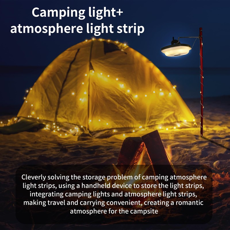 FONGSING 2 in 1 USB Rechargeable Camping String Lights, Outdoor