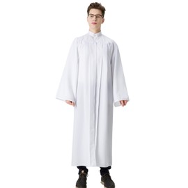 IvyRobes - Batas de coro mate para adultos para iglesia, bautizo, juez, graduación, disfraz de pastor, Blanco, 45