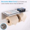 Double Toilet Paper Holder with Shelf Brushed Nickel, APLusee SUS