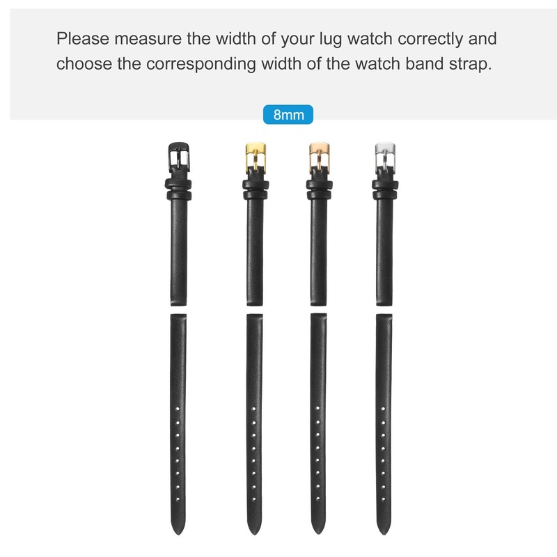 sourcing map Black Genuine Leather Band 12mm Width, Flat Thin