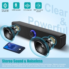 Universal Stereo Bass Sound Computer Speakers 3.5mm USB Wired Soundbar for Desktop Laptop