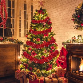 yotutun 10pcs Christmas Tinsel Garland, 1.9 m Shiny Christmas Tree Ornaments Hanging Decorations Tinsel Garland for Christmas Holidays Indoor and Outdoor Birthday Party Decorations