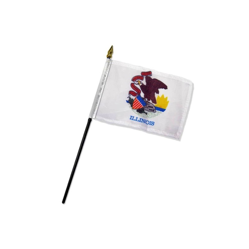 Illinois 4x6in Stick Flag - 1 dozen pack