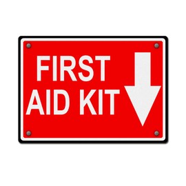 Aluminum Weatherproof Metal Sign Multiple Sizes Red First Aid Kit Horizontal Street 10x7Inches