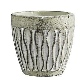 47th & Main Textured Round Cement Planter for Indoor or Outdoor Flowers Plants and More, Small, Leaf-Print