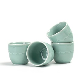 TEANAGOO Japanese Tea Cups, 6.3 Oz/180ml, Celadon Blue, 4 Pcs/Box, No Handles, Ceramic, For Japanese & Asian Tea