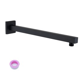 SevenGelok Shower Head Extension Arm Black Shower Arm 16 Inch【SUS304 Stainless Steel】 Matte Black Shower Extension Rain Shower Head Extender With Flange Replacement Wall Mount Square, SA1-BK