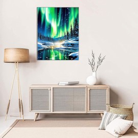 Aurora Stamped Cross Stitch Kits - Landscape Counted Cross Stitch Kits for Beginners Adults Needlepoint Cross-Stitch Patterns Dimensions Needlecrafts Embroidery Kits Arts and Crafts