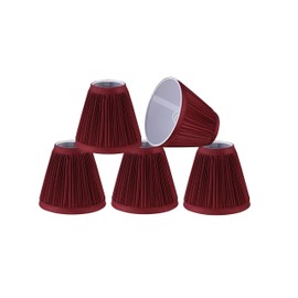 Aspen Creative 33124-2 Small Pleated Empire Shape Chandelier Clip-On Lamp Shade, Burgundy, 3" Top x 6" Bottom x 5" Slant, 2 Pack