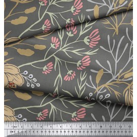 Soimoi Dressmaking Georgette Fabric 44 Inches Wide Floral Printed Material By The Yard - Gray