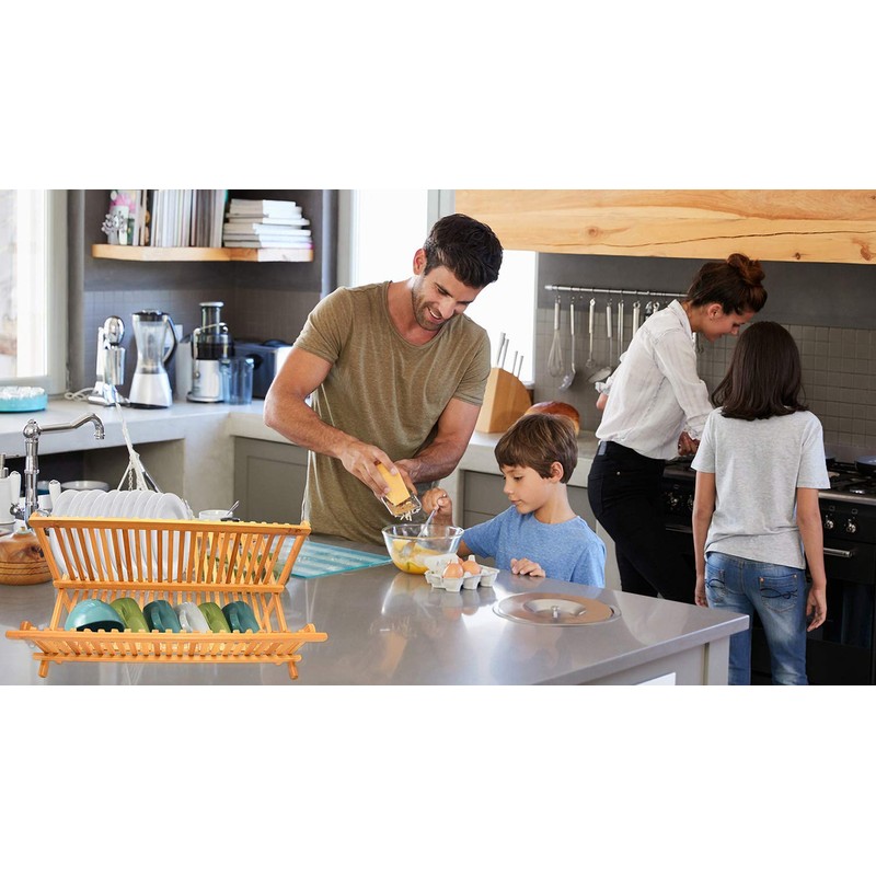 Dish Drying Rack Bamboo Dish Rack Collapsible Dish Drainer, Foldable