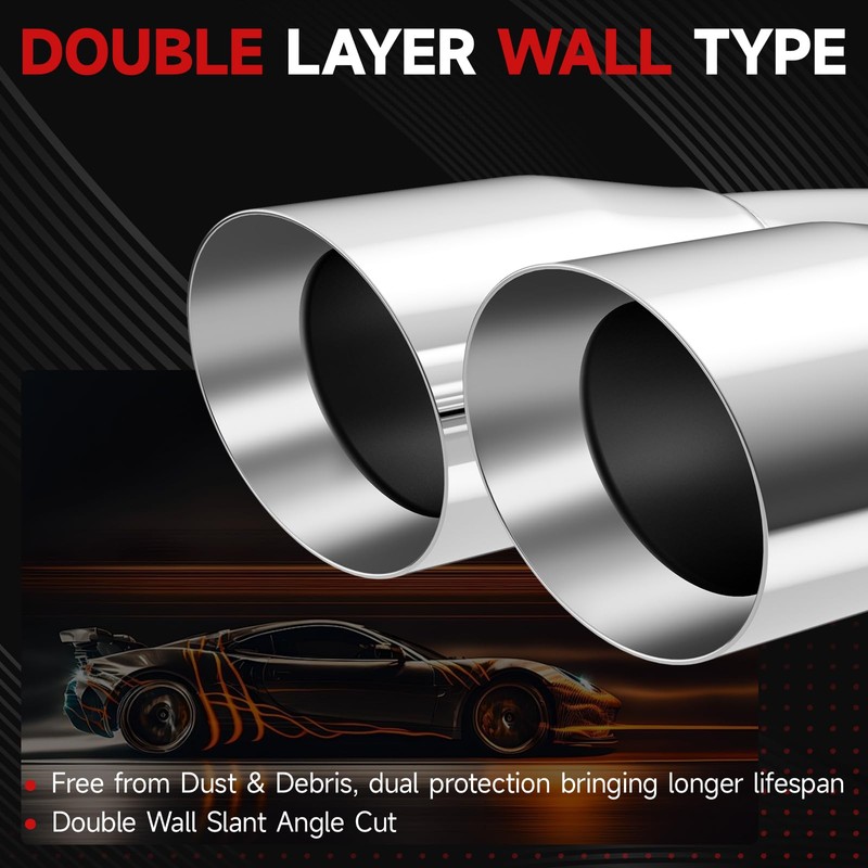 Dual Exhaust Tip 3 Inch Inlet 4 Inch Outlet 12"
