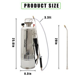 HOSTIC 3 Gallon Stainless Steel Sprayer Hand Pump Sprayer with Pressure Gauge Safety Valve Adjustable Nozzle for Gardening Lawn and Cleaning