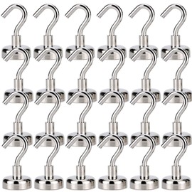 LOVIMAG Strong Magnetic Hooks, 24Lbs Rare Earth Magnets Heavy Duty with Hook for Refrigerator, Strong Cruise Hook for Hanging, Ceiling Magnets for Hanging, Grill and Kitchen- 25 Pack