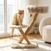 HITTITE Natural Solid Wood Cat Tree Tower with Scratching Post,