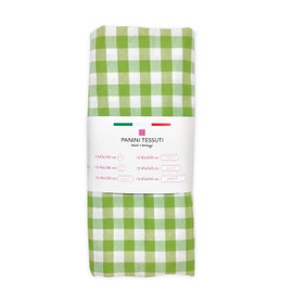 Rectangular Tablecloth 140x240cm Green Check Cotton Blend Fabric 10/12 People